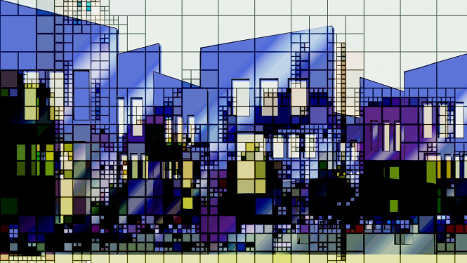 Ilustratīvs attēls, kurā attēlota abstrakta arhitektūra