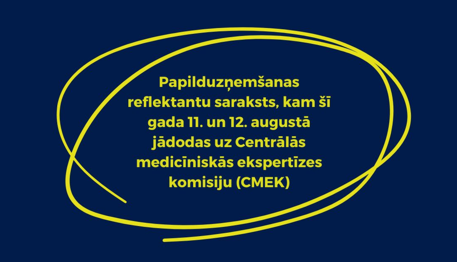 Papilduzņemšanas reflektantu saraksts, kam šī gada 11. un 12. augustā jādodas uz Centrālās medicīniskās ekspertīzes komisiju